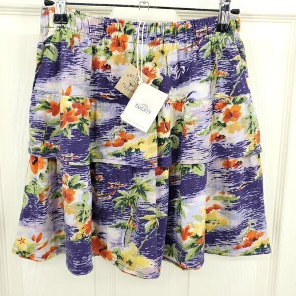 NWT Faherty Kids Sunwashed Skirt in Purple Hawaiian 10